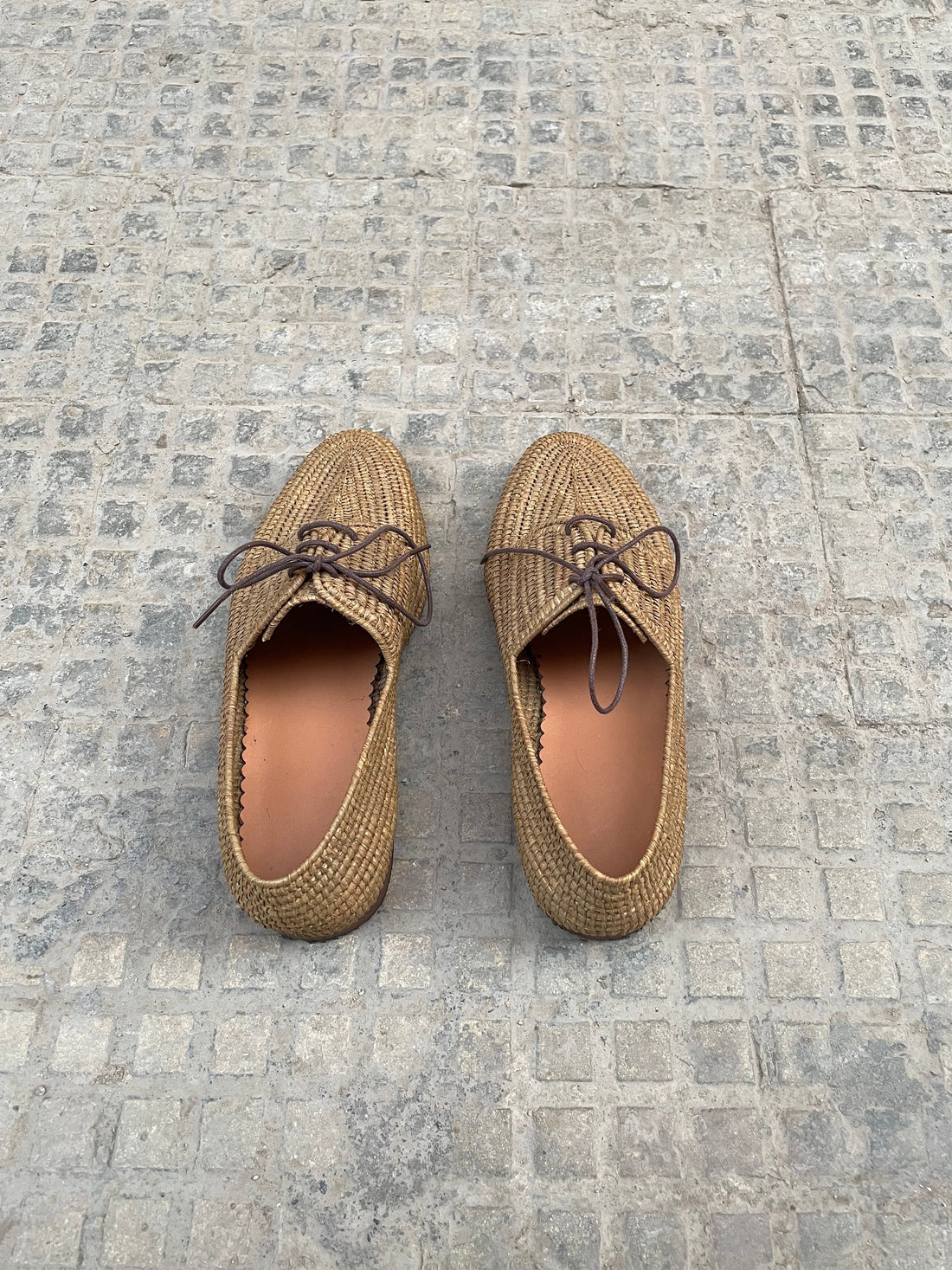 Minimal Raffia Lace-Up Shoes – Handwoven Natural Style