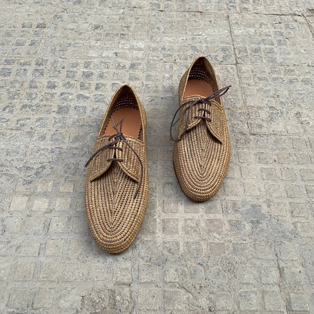 Minimal Raffia Lace-Up Shoes – Handwoven Natural Style