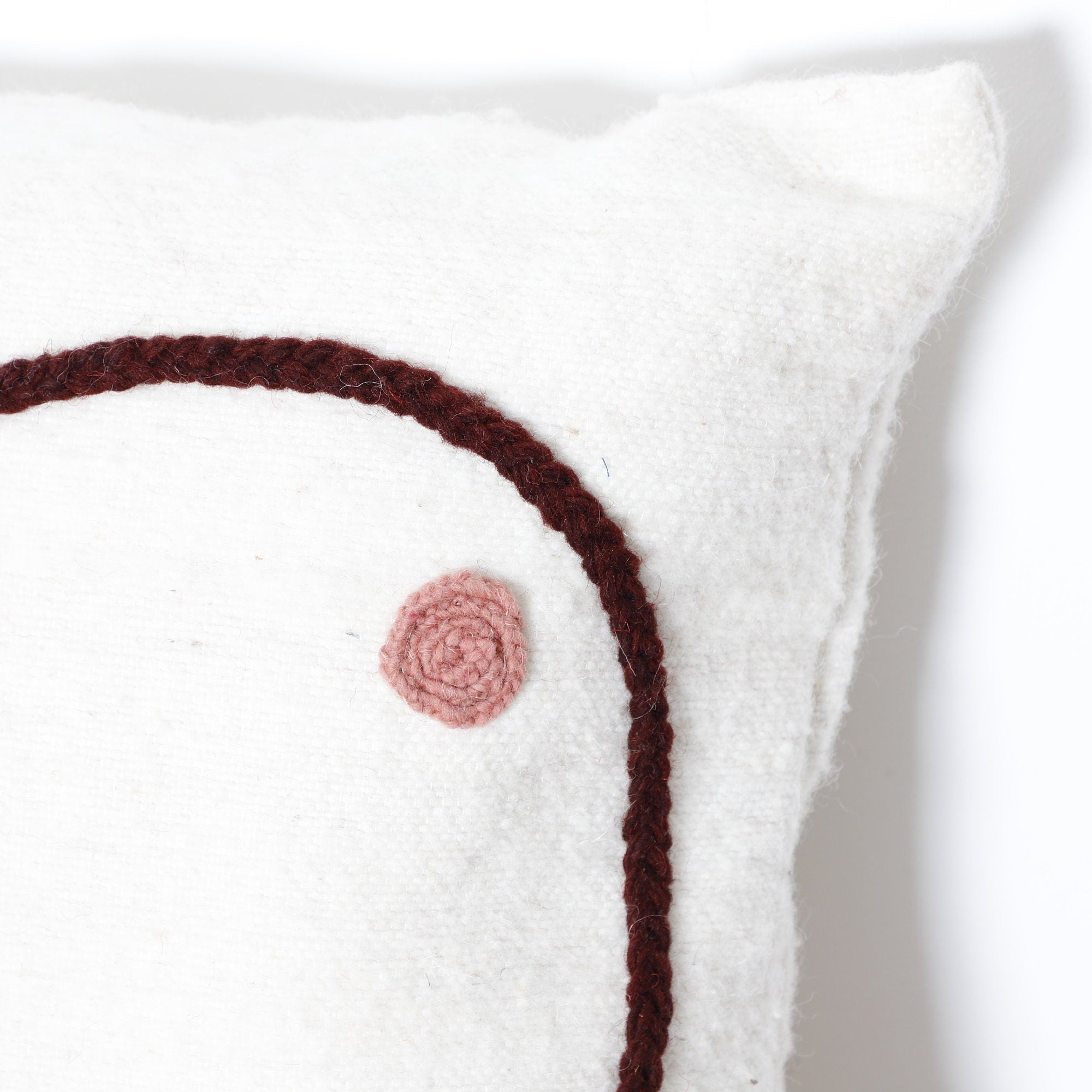 Neutral Cushions with Colorful Wool Moroccan Design