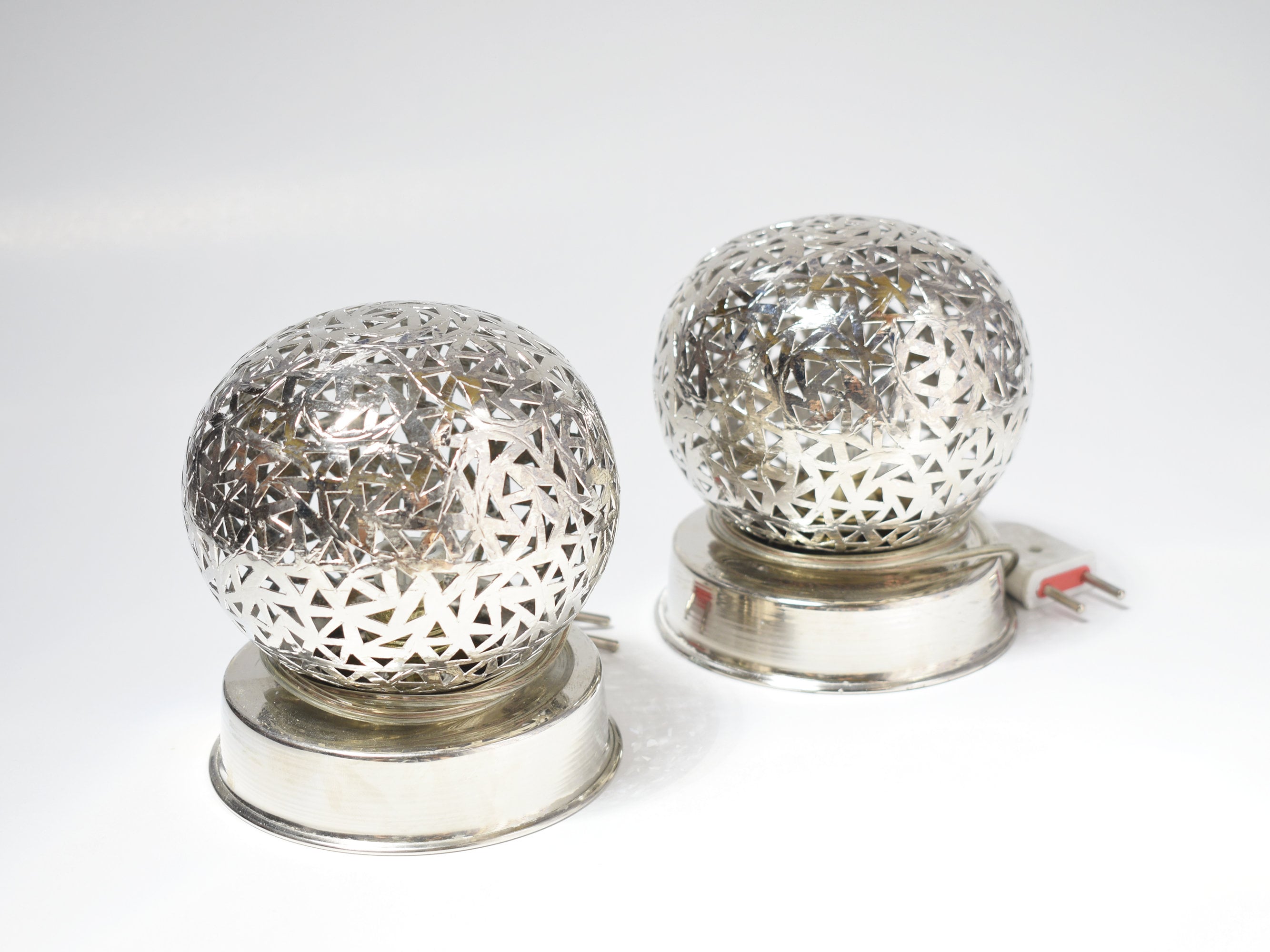 Set of 2 Small Moroccan Brass Table Lamps