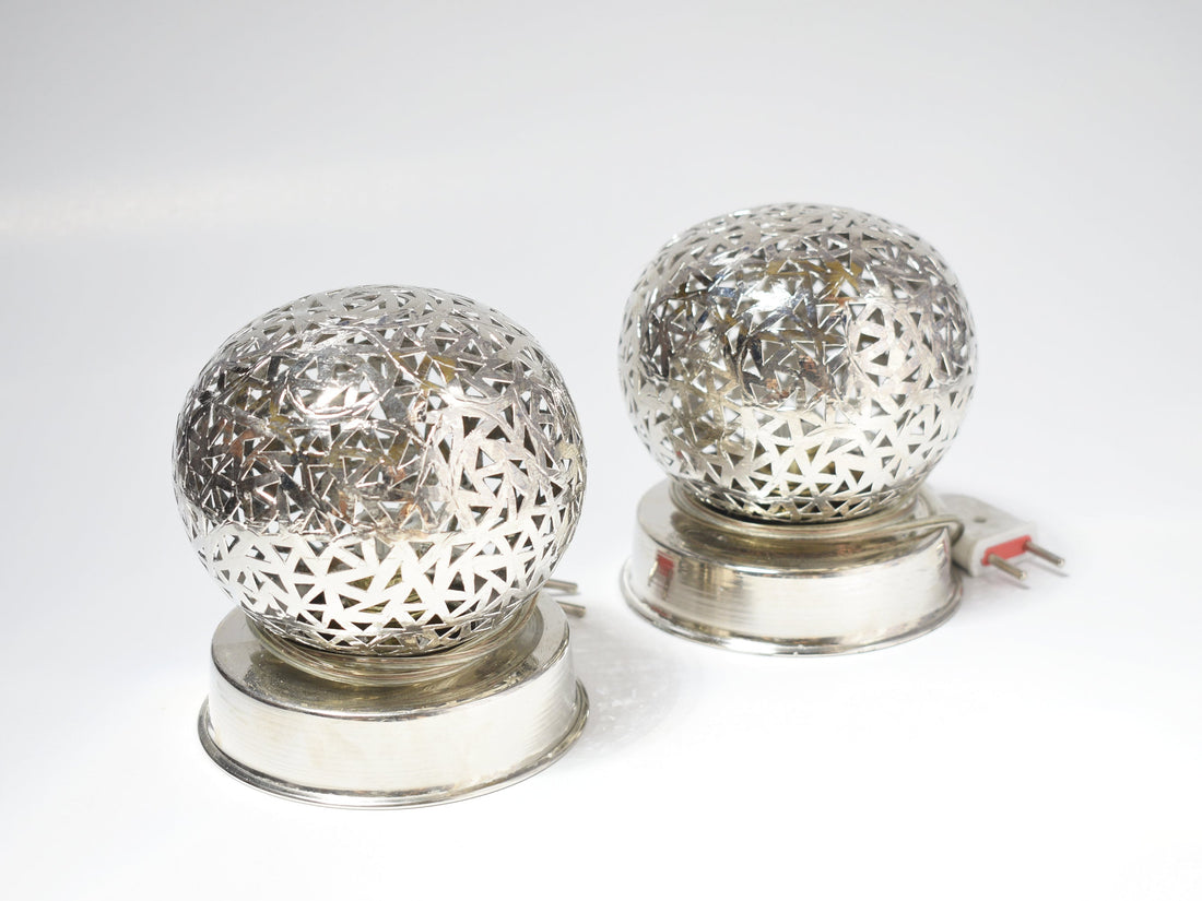 Set of 2 Small Moroccan Brass Table Lamps