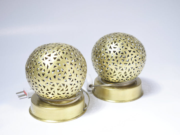 Set of 2 Small Moroccan Brass Table Lamps