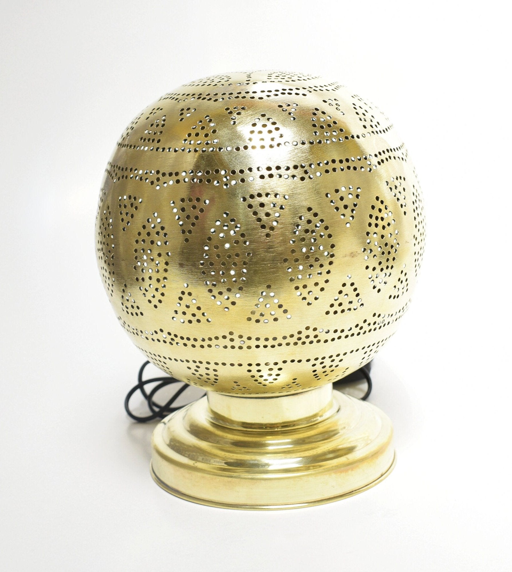 Moroccan Brass Table Lamp with Floral Pattern