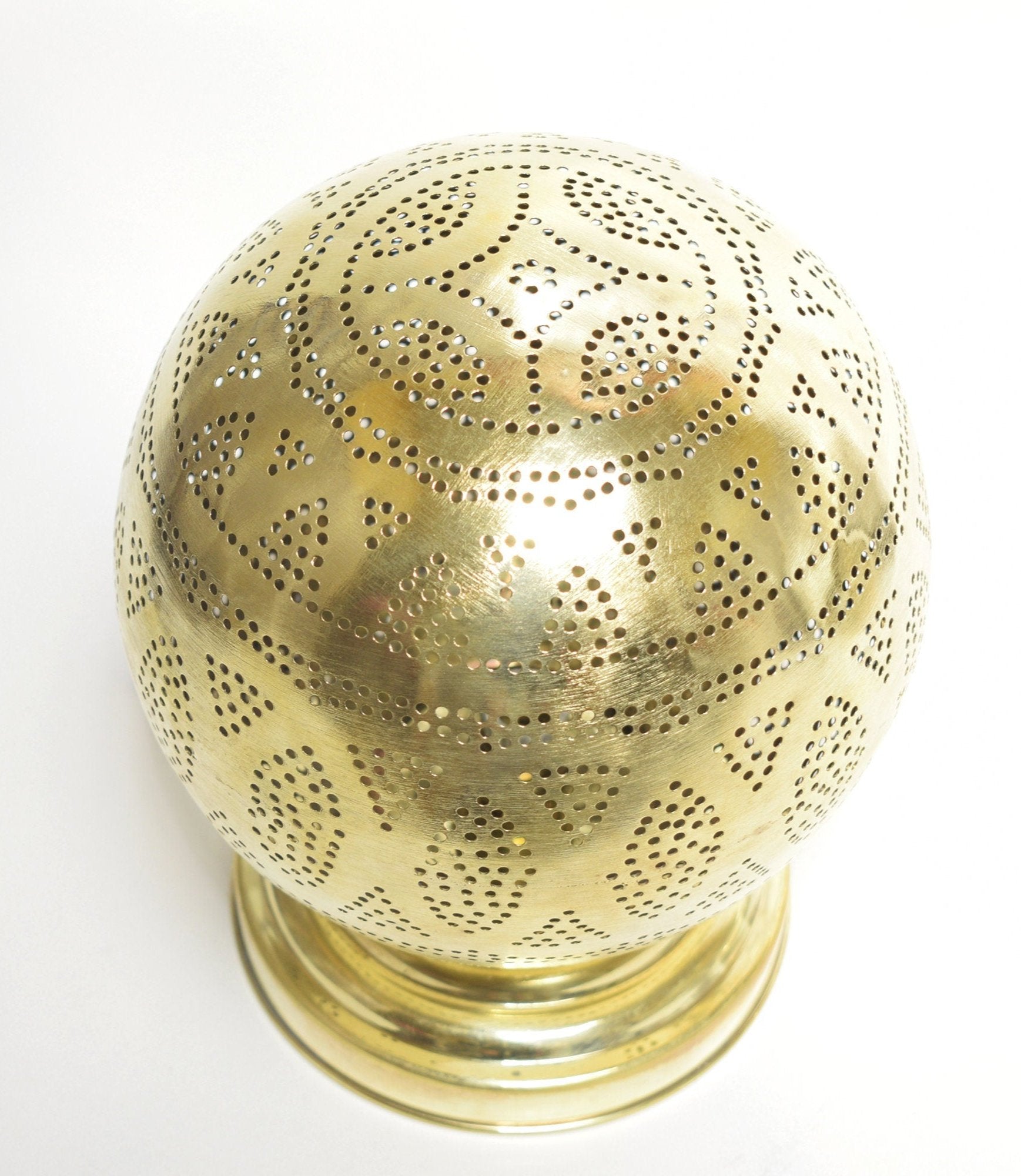 Moroccan Brass Table Lamp with Floral Pattern