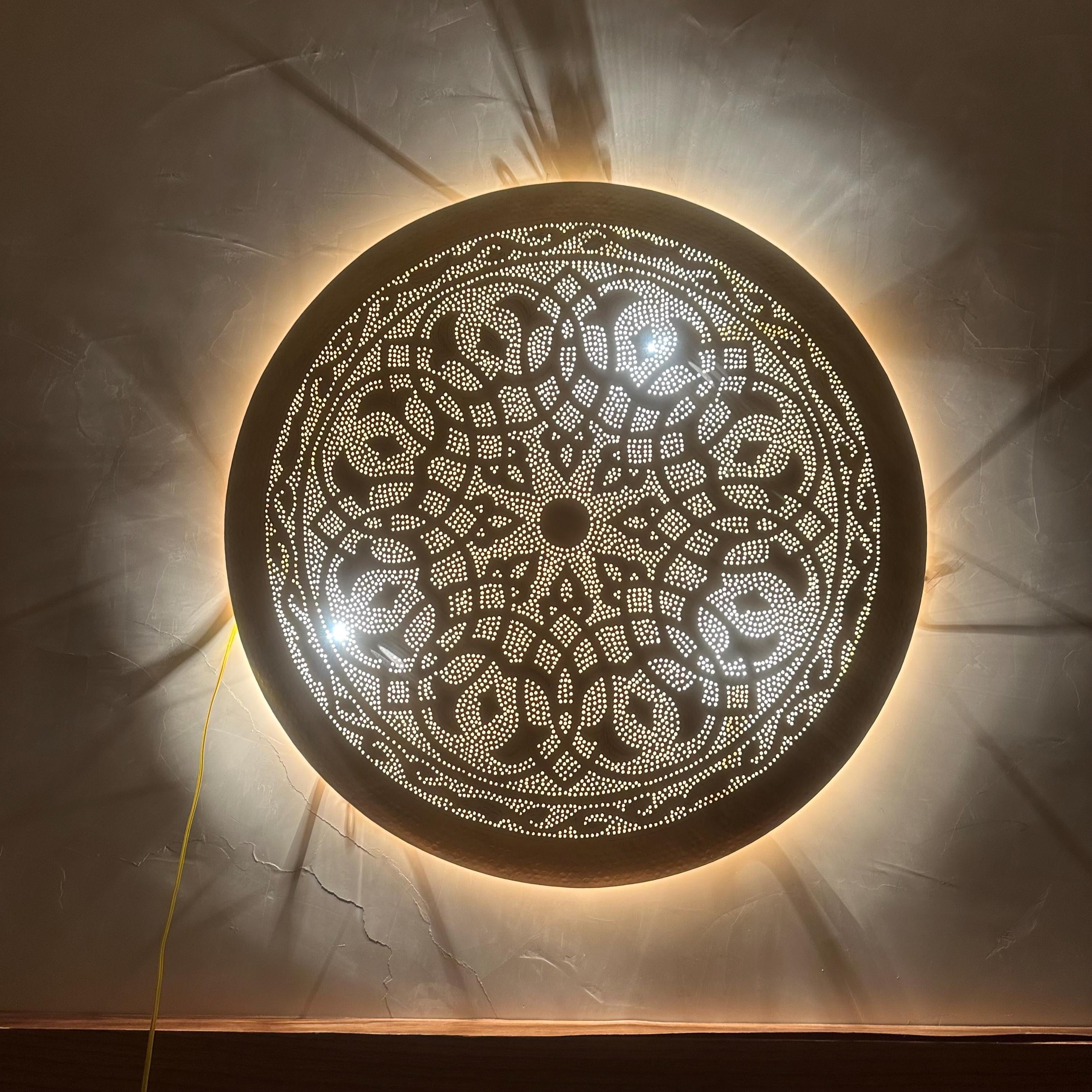 Handmade Round Brass Wall Light