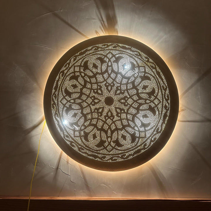 Handmade Round Brass Wall Light