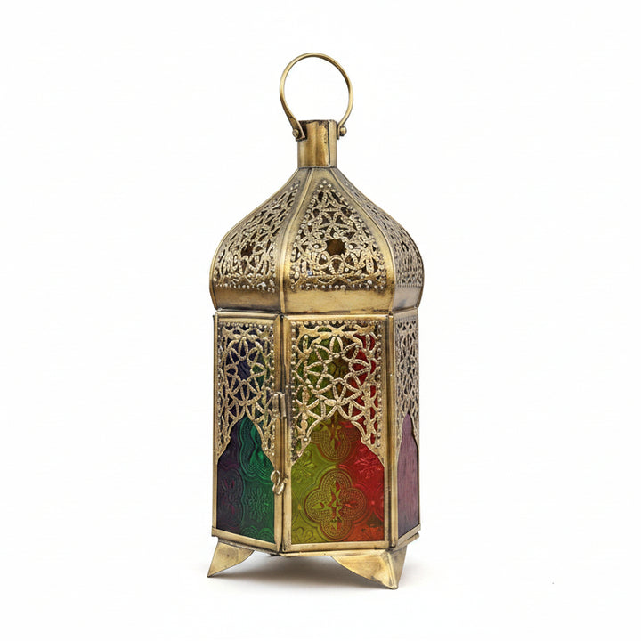 Medium Moroccan Rainbow Glass Candle Lantern