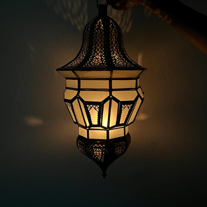 Large Moroccan Glass Hanging Lantern