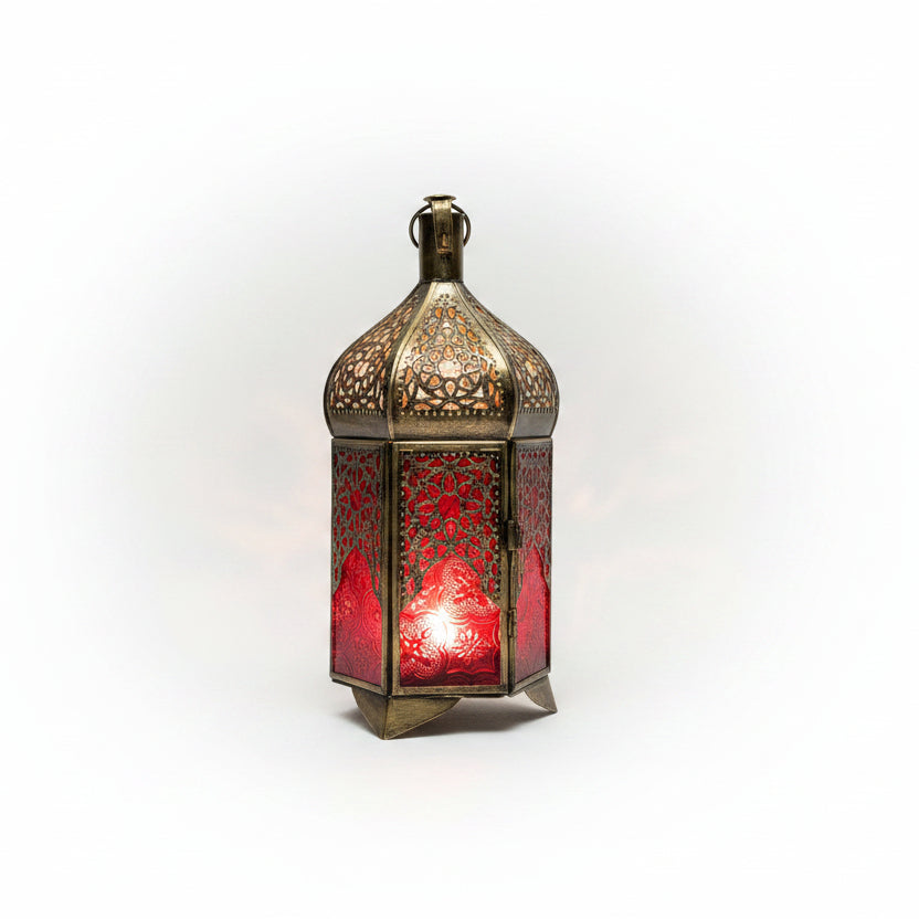 Medium Moroccan Rainbow Glass Candle Lantern