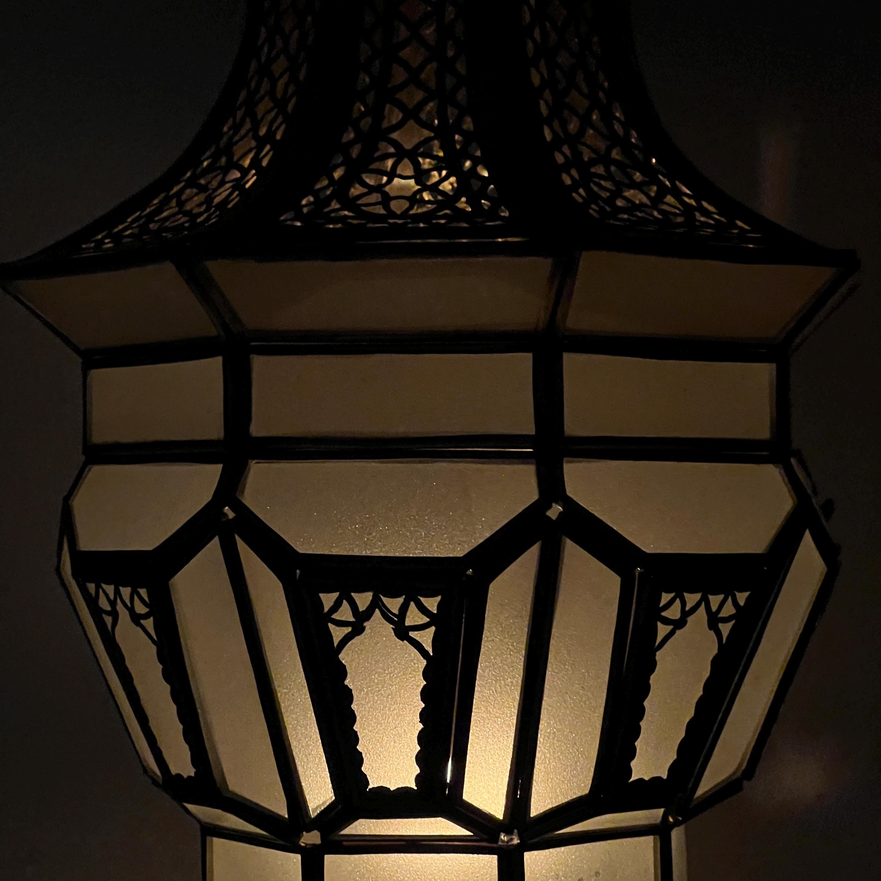 Large Moroccan Glass Hanging Lantern
