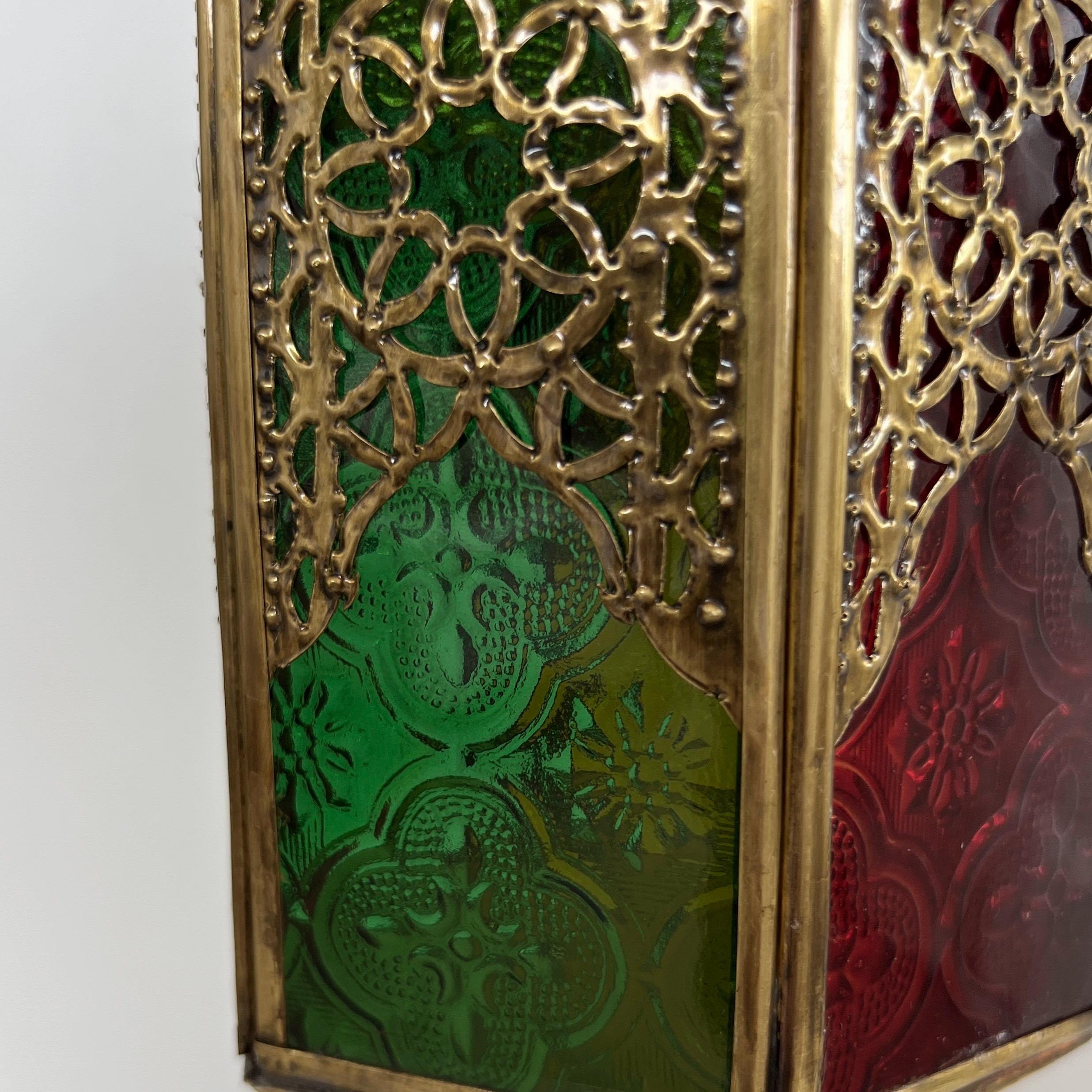 Medium Moroccan Rainbow Glass Candle Lantern