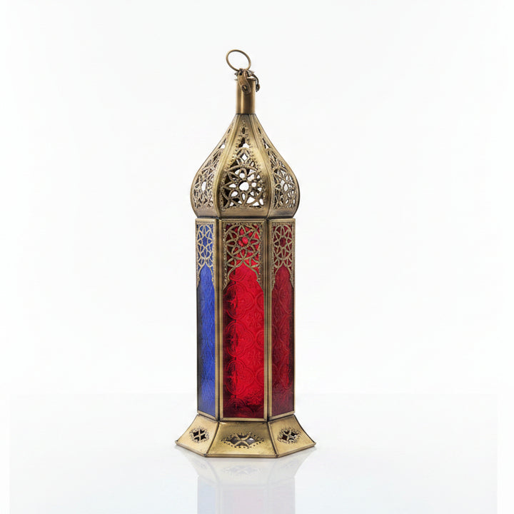 Large Moroccan Colorful Glass Candle Lantern
