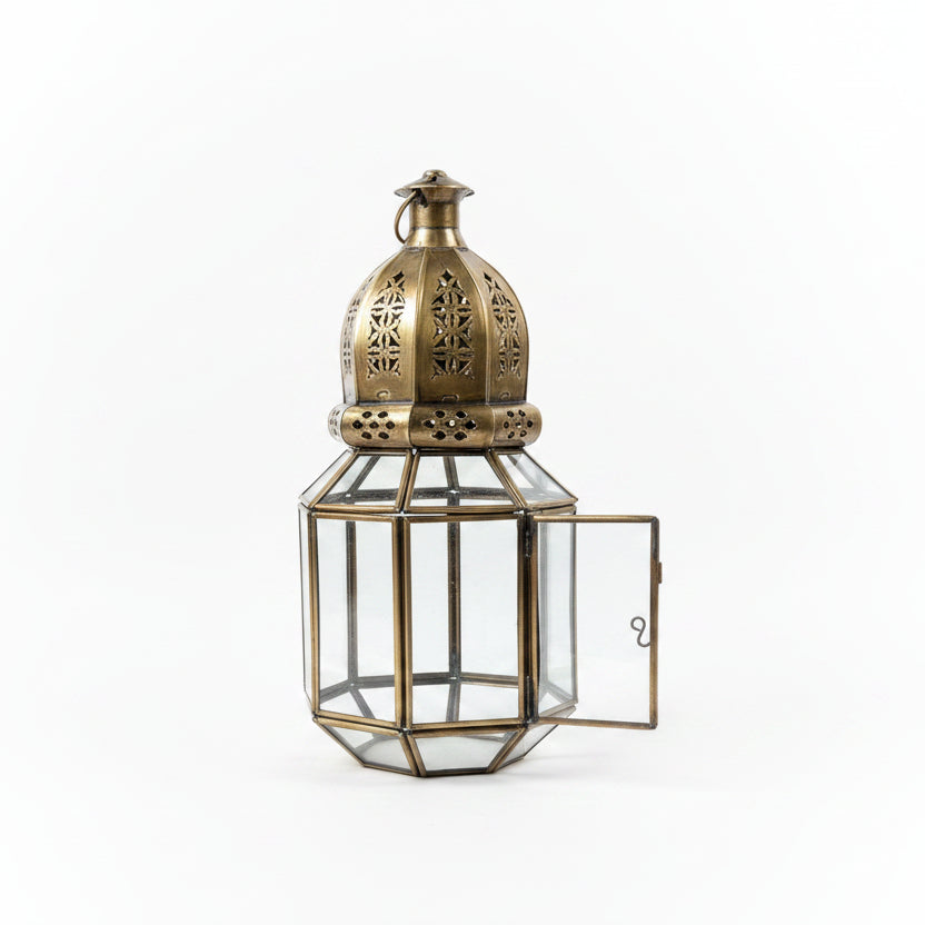 Medium Moroccan Clear Glass Polygon Lantern