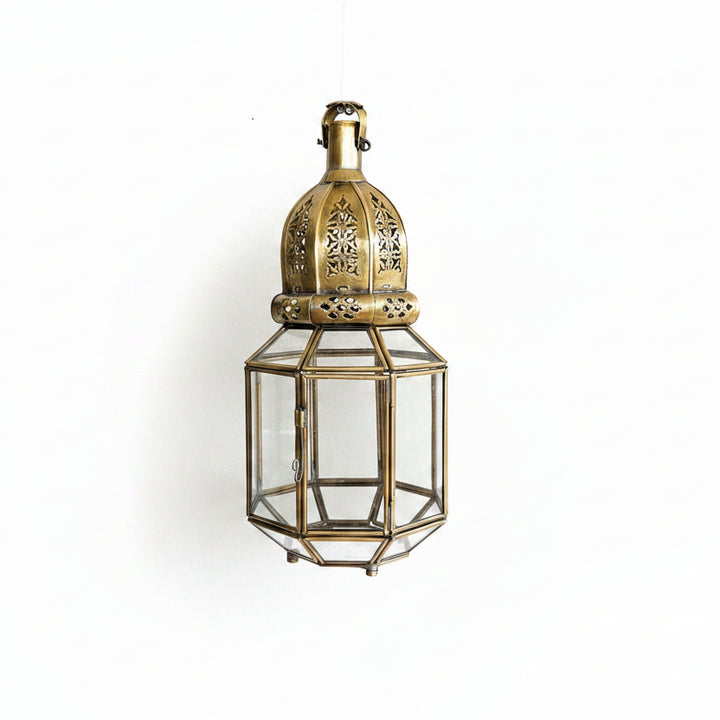 Medium Moroccan Clear Glass Polygon Lantern