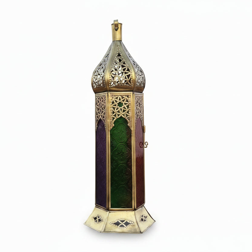 Large Moroccan Colorful Glass Candle Lantern