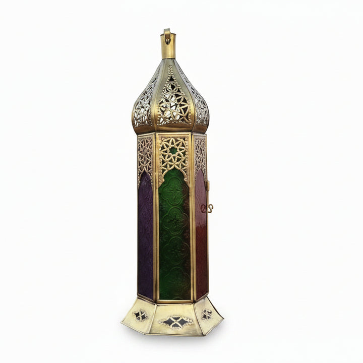 Large Moroccan Colorful Glass Candle Lantern