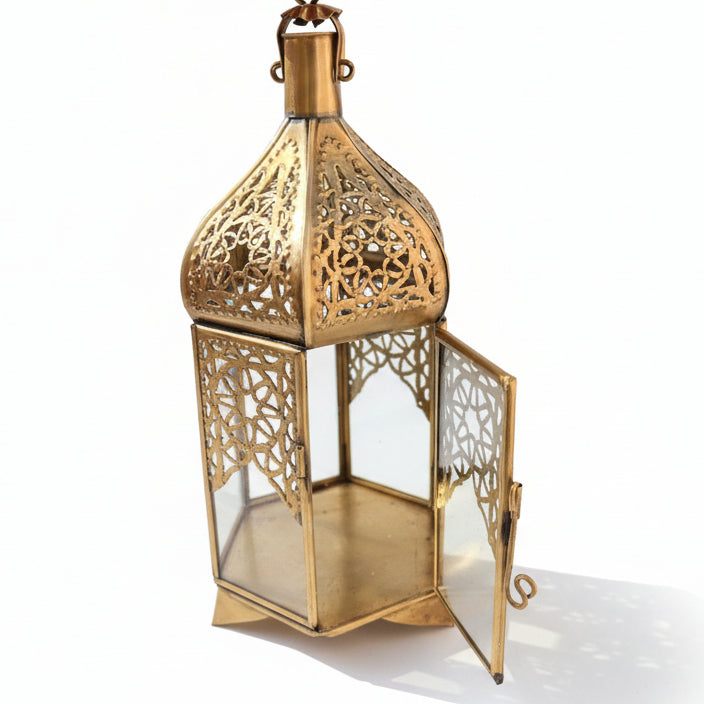 Medium Moroccan Clear Glass Candle Lantern