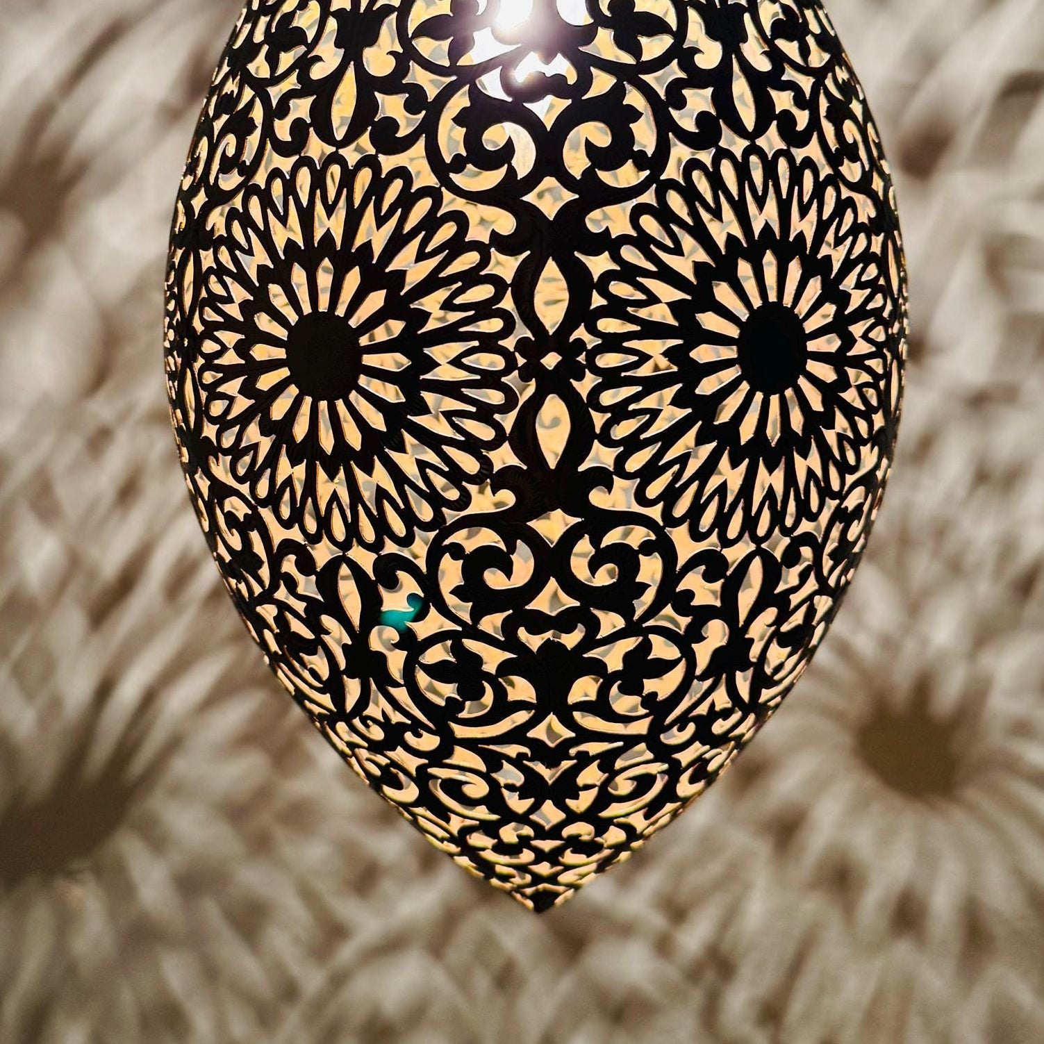 Handmade Brass Pendant Lamp – Ornate Metal Hanging Light Fixture