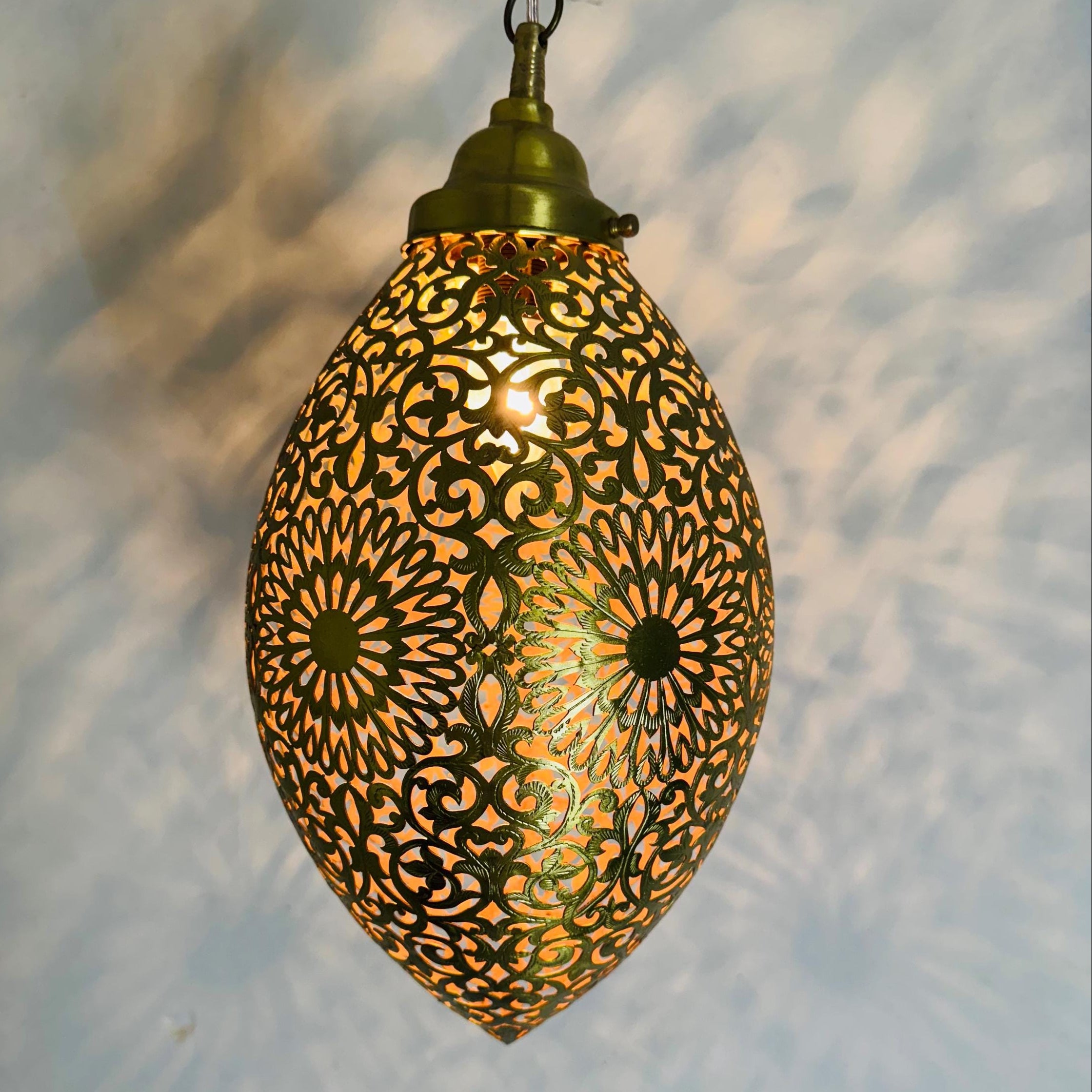 Handmade Brass Pendant Lamp – Ornate Metal Hanging Light Fixture