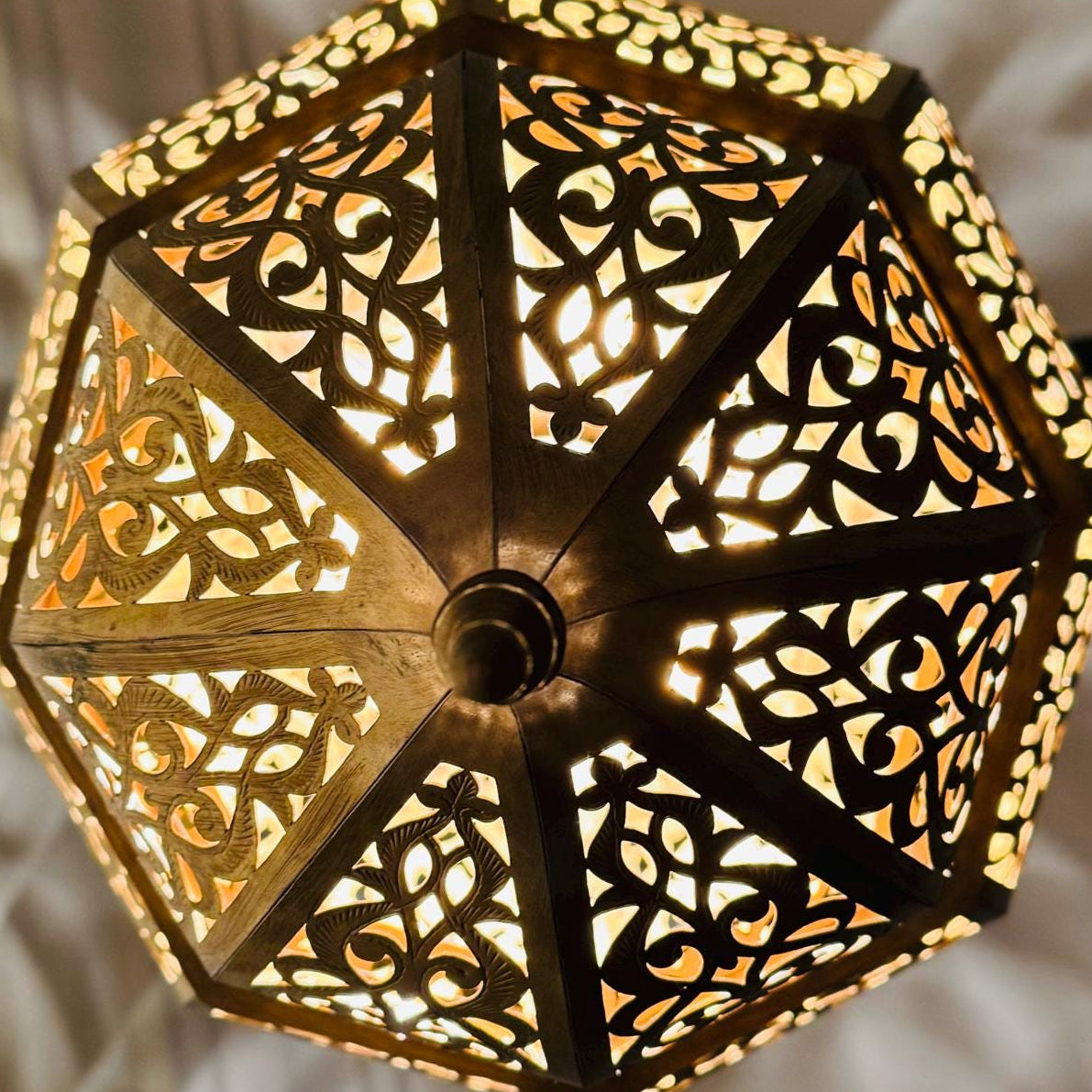 Moroccan Handmade Brass Hanging Lantern – Intricate Moroccan Pendant Lamp