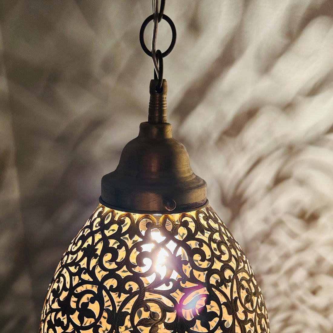 Handmade Brass Pendant Lamp – Ornate Metal Hanging Light Fixture