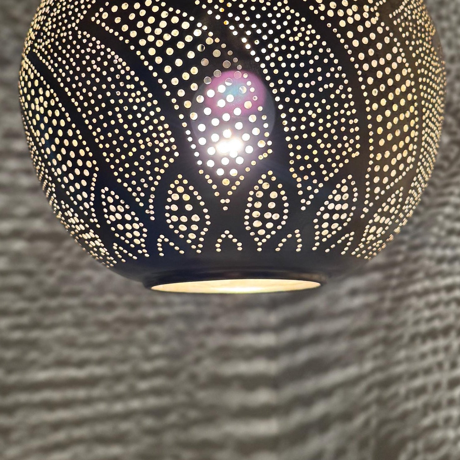 Moroccan Globe Pendant Lamp – Handmade Pierced Metal Hanging Light