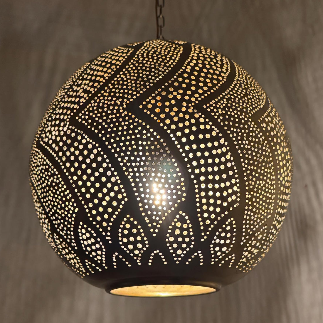 Moroccan Globe Pendant Lamp – Handmade Pierced Metal Hanging Light