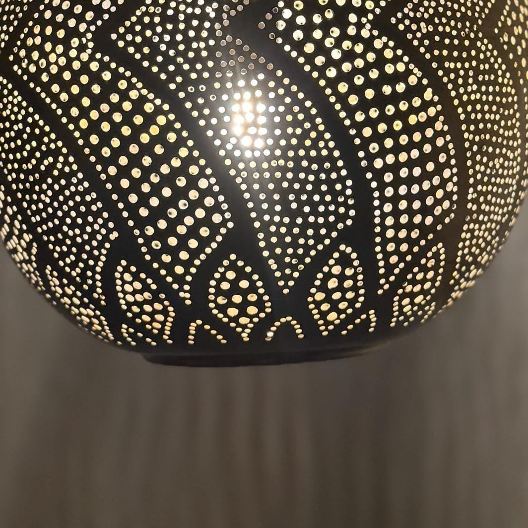 Moroccan Globe Pendant Lamp – Handmade Pierced Metal Hanging Light