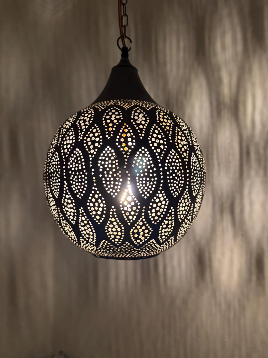 Moroccan Hexagonal Brass and Glass Pendant Light