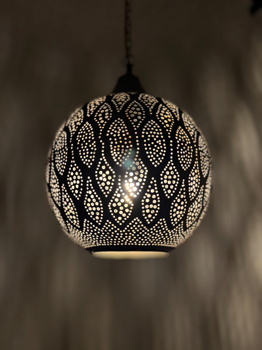 Moroccan Hexagonal Brass and Glass Pendant Light