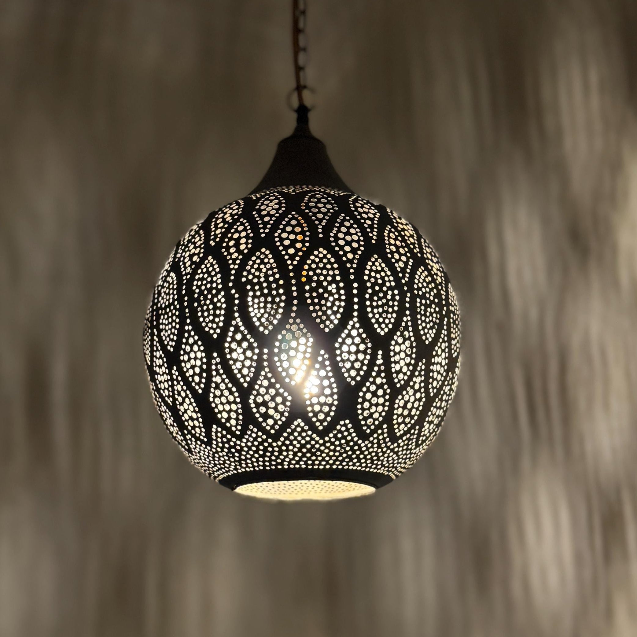 Moroccan Hexagonal Brass and Glass Pendant Light