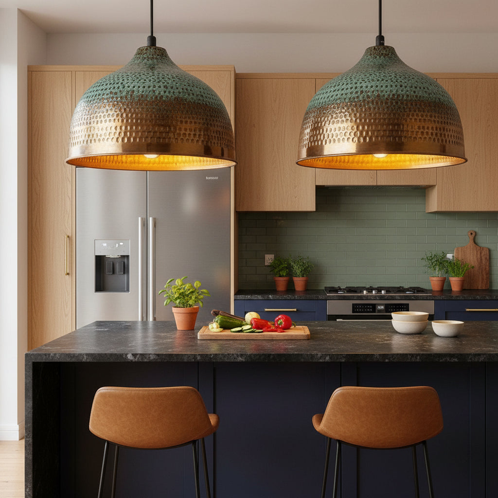 Handcrafted Brass Pendant Lamp – Vintage Moroccan Ceiling Light