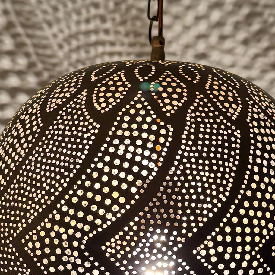 Moroccan Globe Pendant Lamp – Handmade Pierced Metal Hanging Light