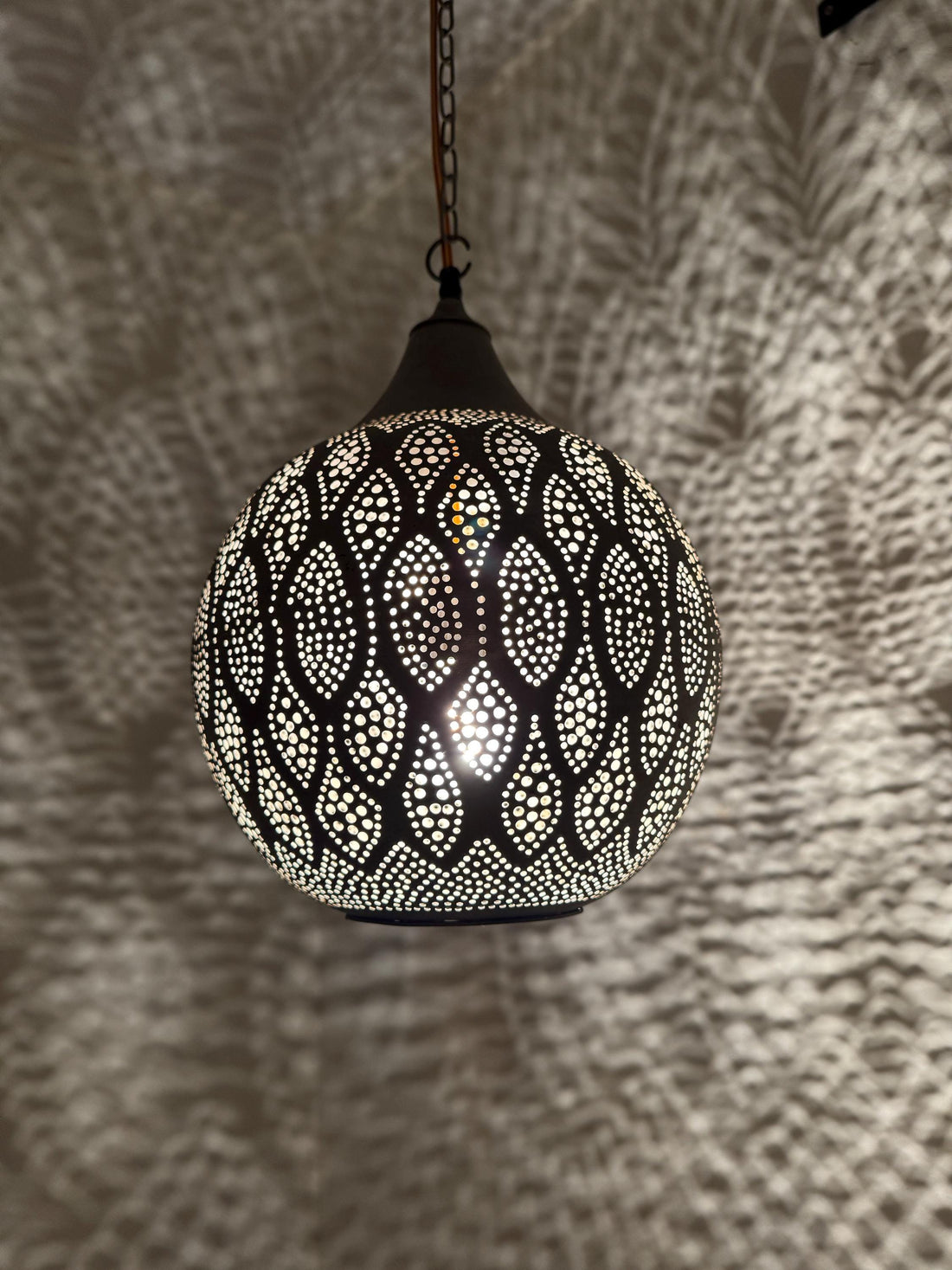 Moroccan Hexagonal Brass and Glass Pendant Light
