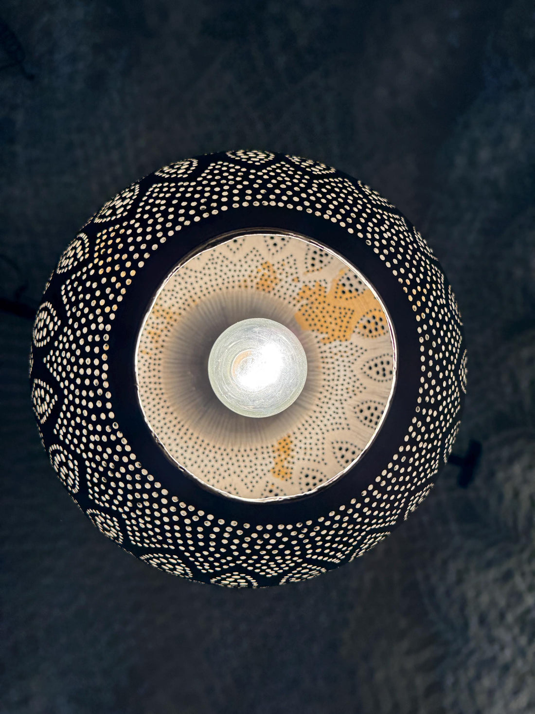 Moroccan Hexagonal Brass and Glass Pendant Light