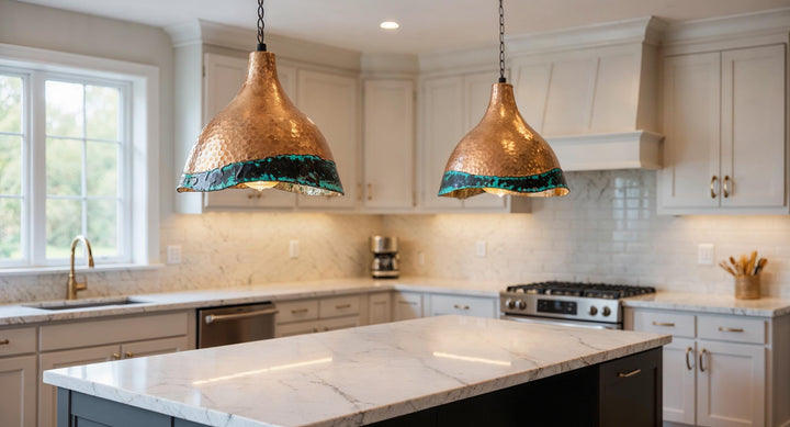 Handcrafted Hammered Brass Pendant Lamp – Moroccan Kitchen Ceiling Light