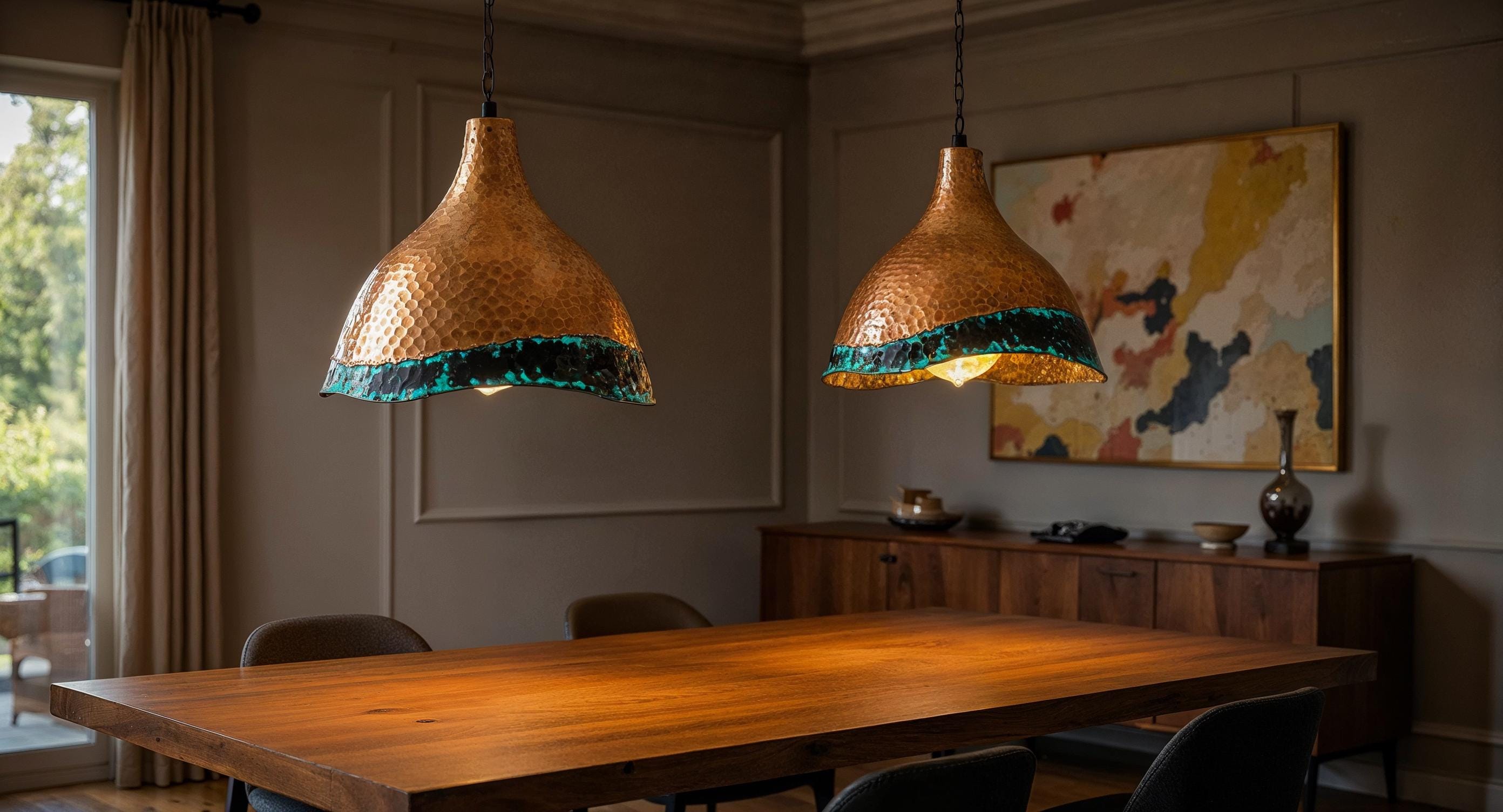 Handcrafted Hammered Brass Pendant Lamp – Moroccan Kitchen Ceiling Light