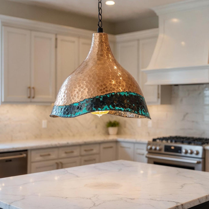 Handcrafted Hammered Brass Pendant Lamp – Moroccan Kitchen Ceiling Light