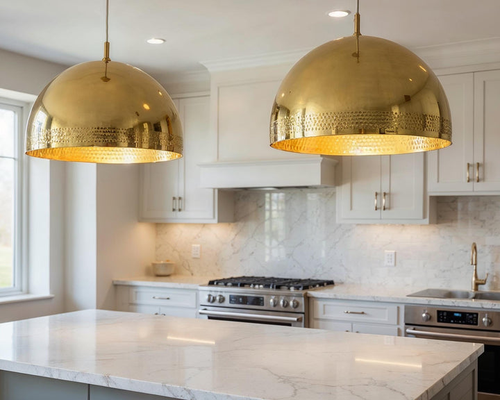 Gold Dome Pendant Lamp – Handmade Minimalist Ceiling Light