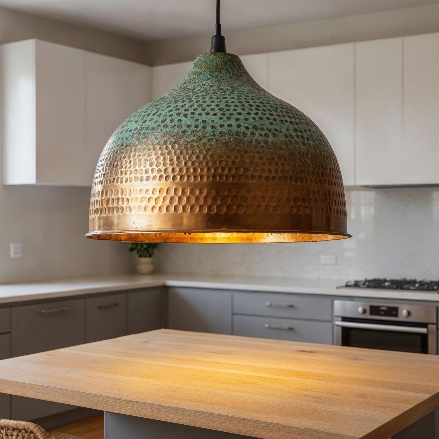 Handcrafted Brass Pendant Lamp – Vintage Moroccan Ceiling Light