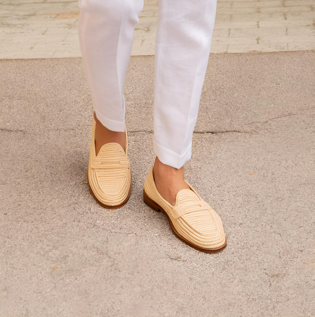 Classic Raffia Penny Loafers – Minimal Natural Style