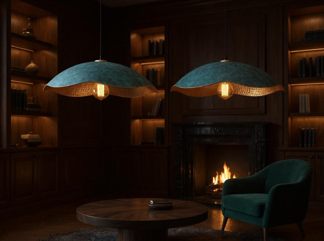 Handcrafted Blue Brass Pendant Lamp – Modern Moroccan Ceiling Light
