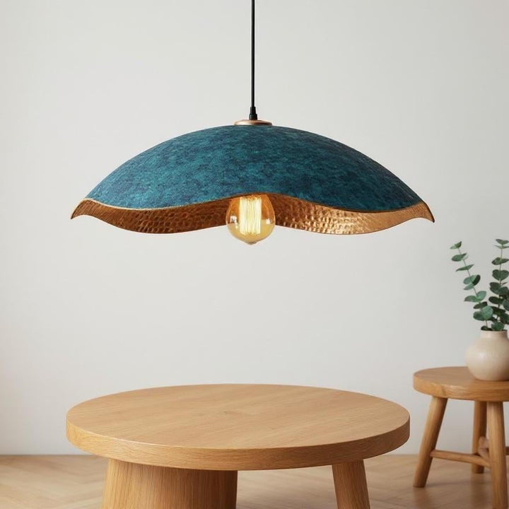 Handcrafted Blue Brass Pendant Lamp – Modern Moroccan Ceiling Light