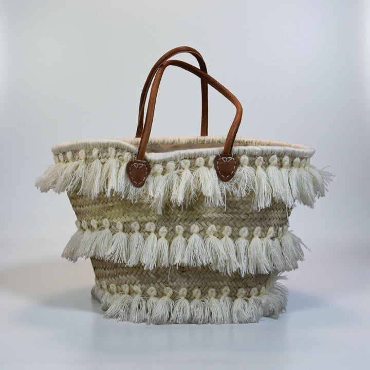 Boho Fringe Straw Tote Bag