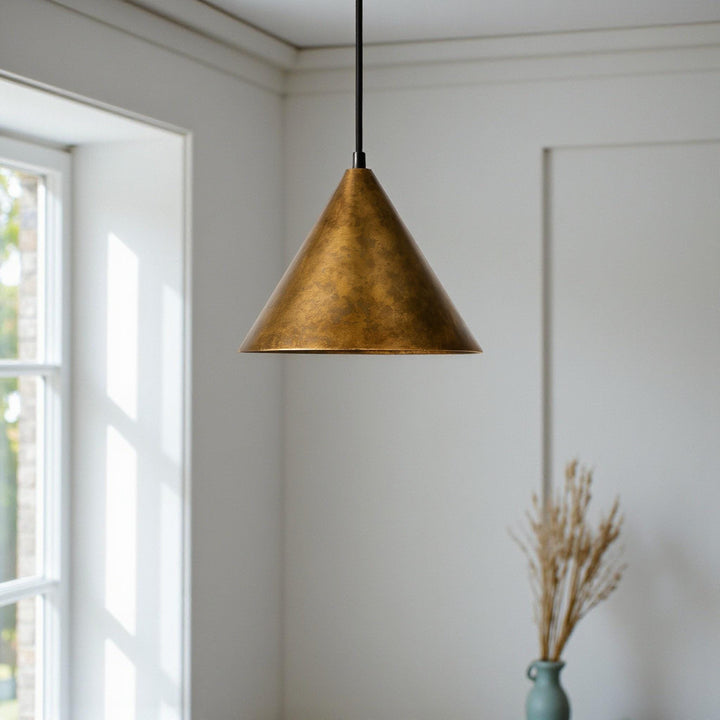Handcrafted Oxidized Brass Cone Pendant Light
