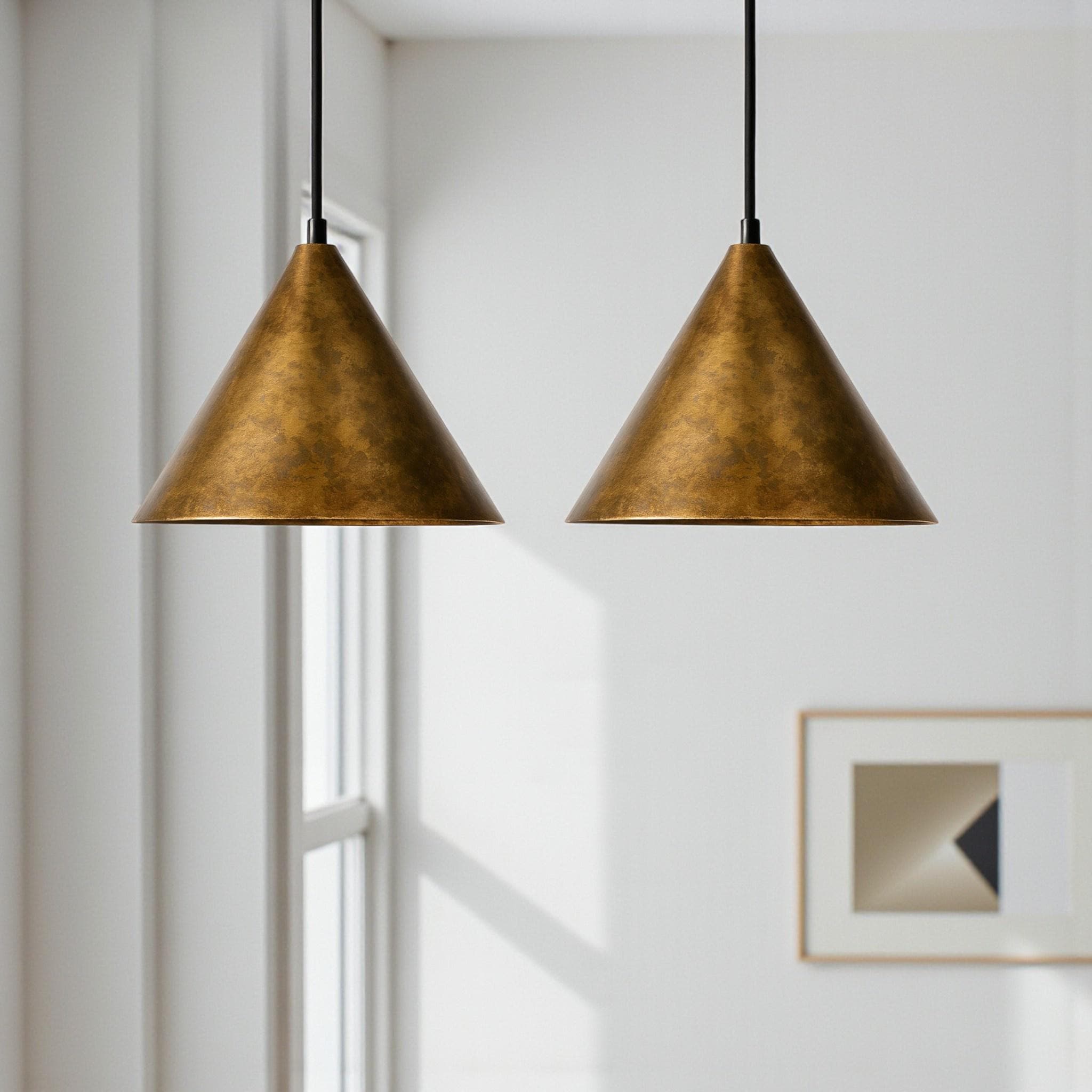 Handcrafted Oxidized Brass Cone Pendant Light