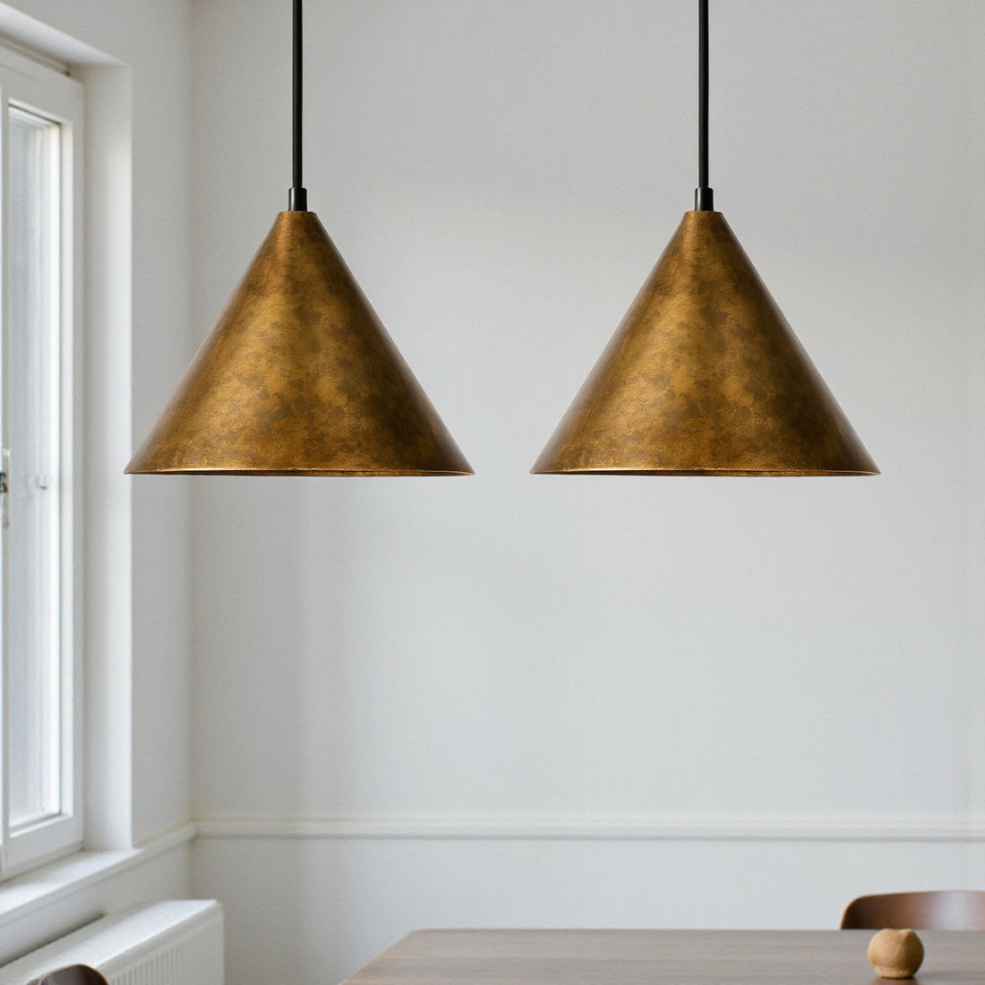 Handcrafted Oxidized Brass Cone Pendant Light