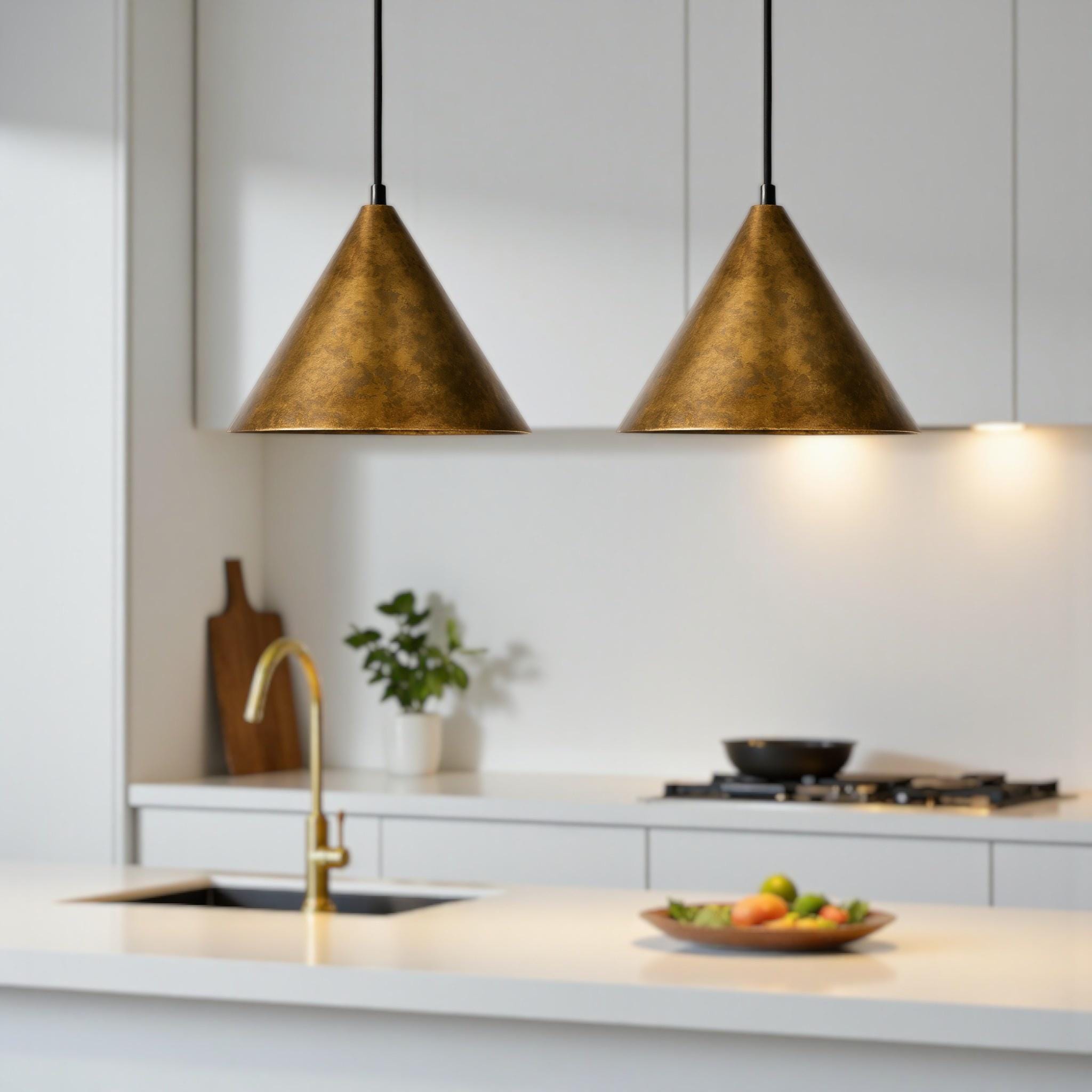 Handcrafted Oxidized Brass Cone Pendant Light