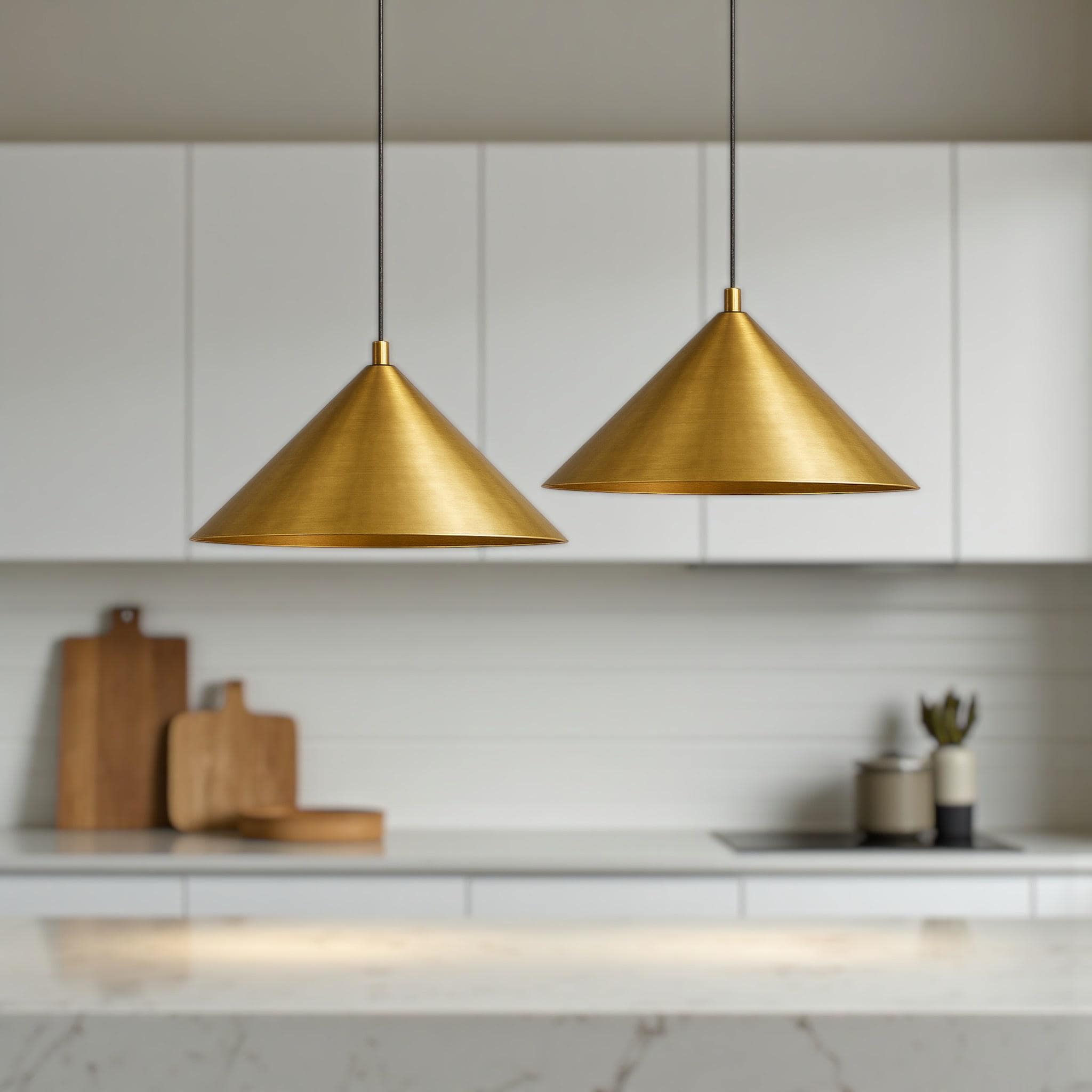 Hand Hammered Brass Cone Pendant Light