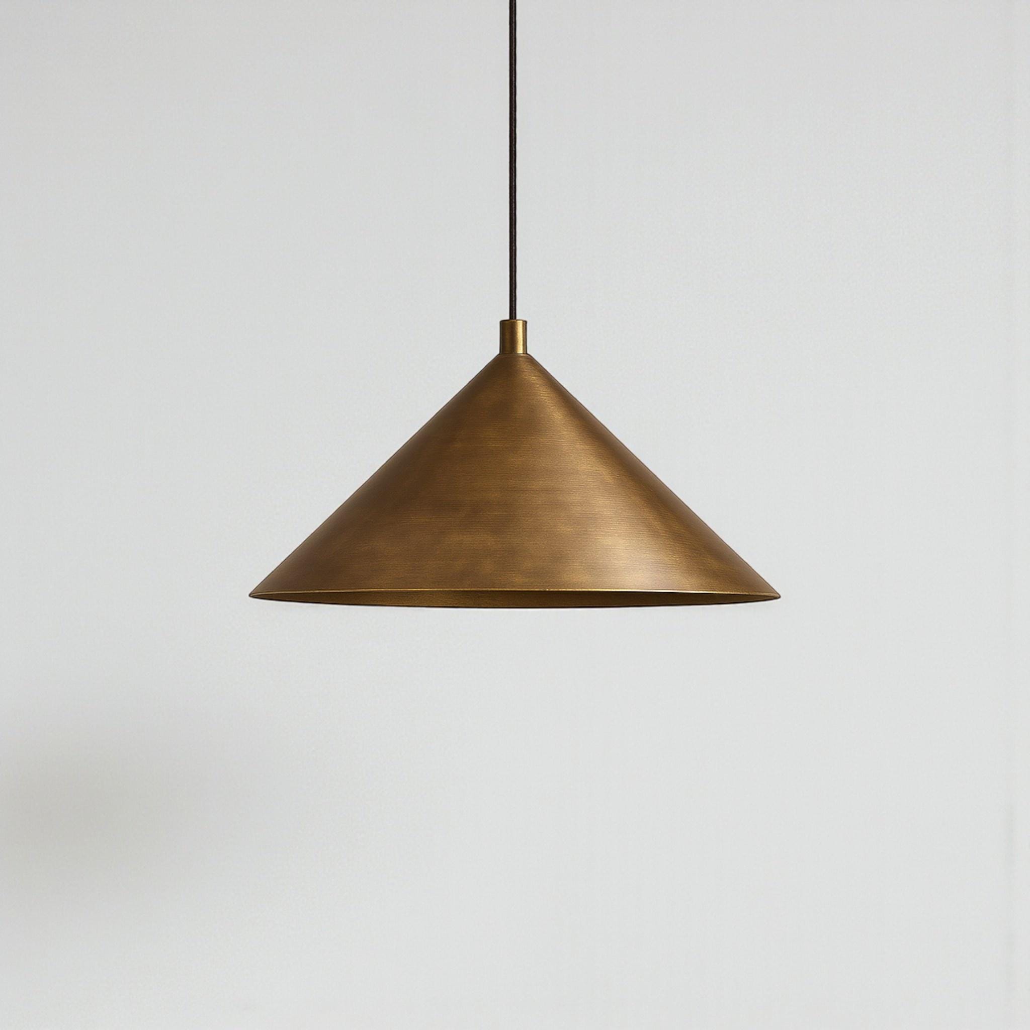 Hand Hammered Brass Cone Pendant Light
